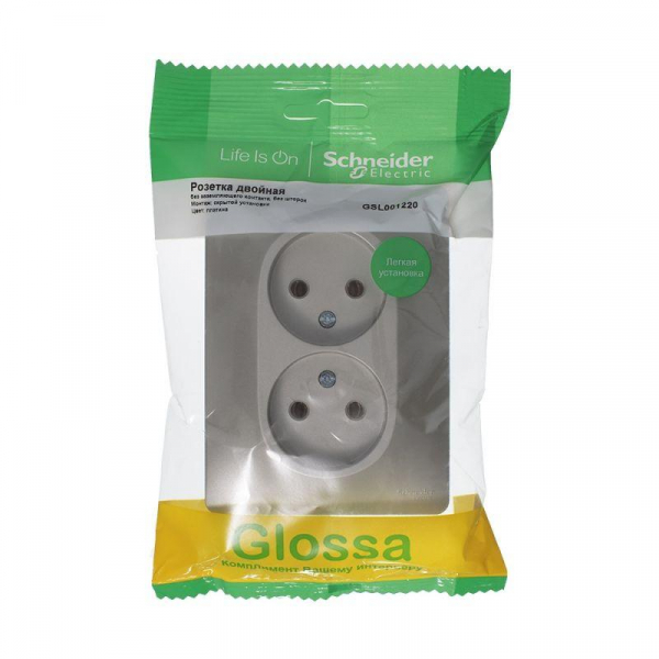 Розетка 2-м СП Glossa 16А IP20 250В без заземл. в сборе платина SE GSL001220 ТехноИмпульс