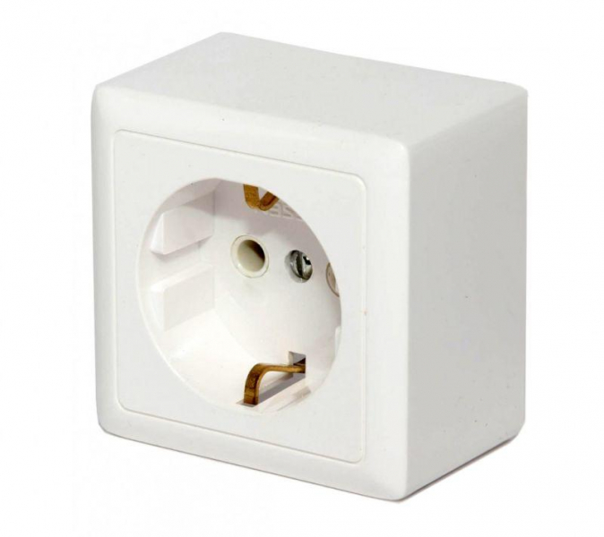 Розетка 1-м ОП Хит 16А IP20 250В с заземл. без защ. шторок бел. SE RA16-133-B ТехноИмпульс