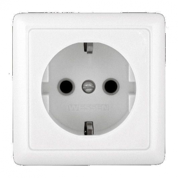 Розетка 1-м ОП Хит 16А IP20 250В с заземл. без защ. шторок бел. SE RA16-133-B ТехноИмпульс