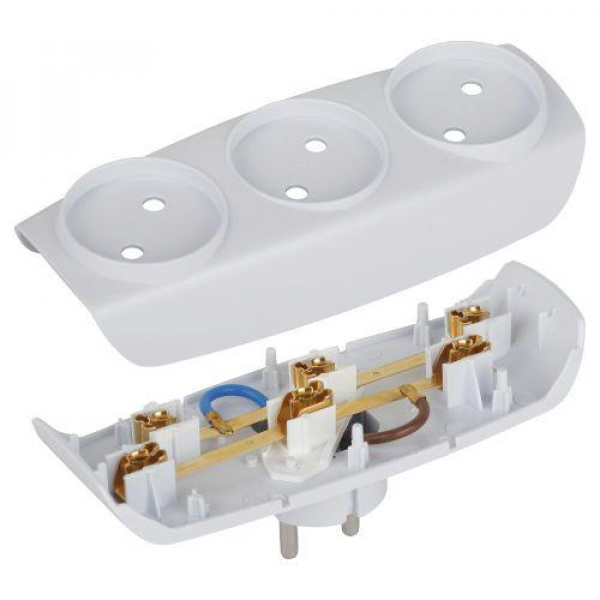 Разветвитель 3-м без заземл. 16А IP20 SP-3-W бел. Эра C0045527 ТехноИмпульс