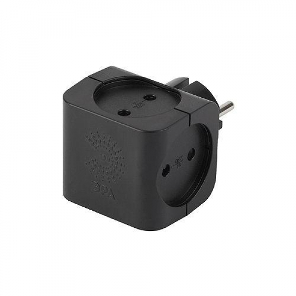 Разветвитель 4-м без заземл. 16А IP20 SP-4-B черн. Эра Б0008207 ТехноИмпульс