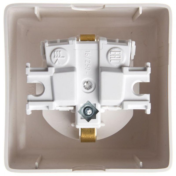 Розетка 1-м ОП Хит 16А IP20 250В с заземл. защ. шторки бел. SE RA16-138-B ТехноИмпульс