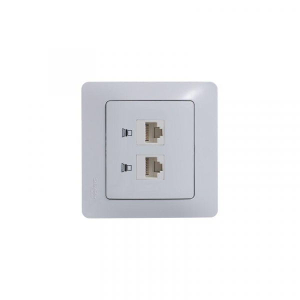 Розетка компьютерная 2-м Glossa RJ45 кат.5E механизм бел. SE GSL000185KK ТехноИмпульс