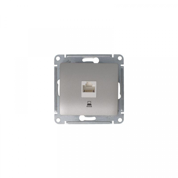 Розетка компьютерная 1-м Glossa RJ45 кат.5E механизм платина SE GSL001281K ТехноИмпульс