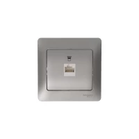 Розетка компьютерная 1-м Glossa RJ45 кат.5E механизм платина SE GSL001281K ТехноИмпульс