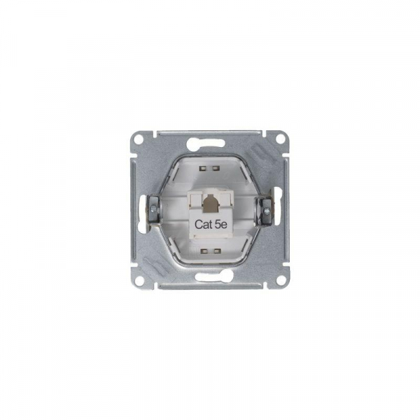 Розетка компьютерная 1-м Glossa RJ45 кат.5E механизм платина SE GSL001281K ТехноИмпульс
