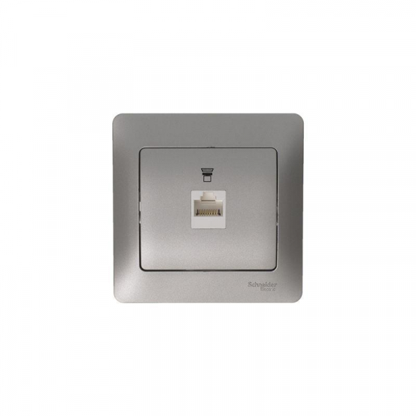 Розетка компьютерная 1-м Glossa RJ45 кат.5E механизм платина SE GSL001281K ТехноИмпульс