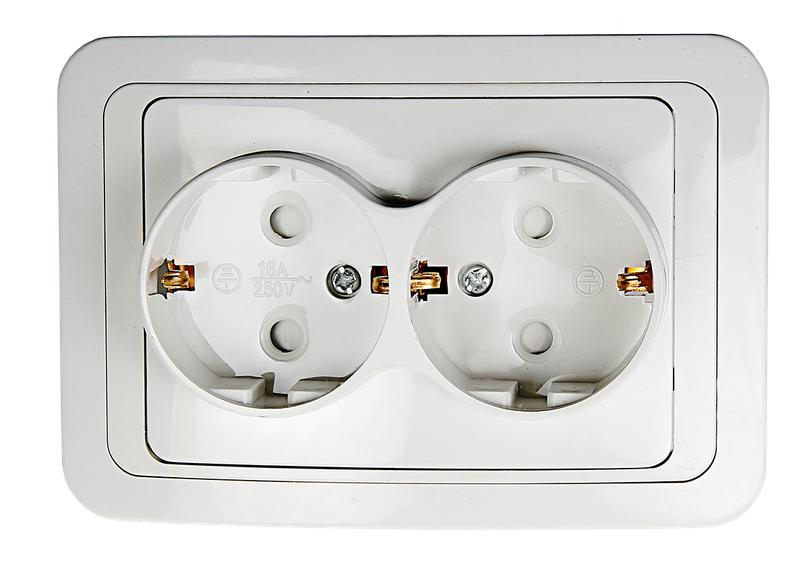 Розетка 2-м CLASSICO защ. шторки с заземл. 2128x бел. ASD / IN HOME 4690612000985 ТехноИмпульс