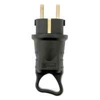 Вилка угловая 16А 2P+PE 230В IP44 с кольцом каучук Basic EKF RPS-017-16-230-44 ТехноИмпульс