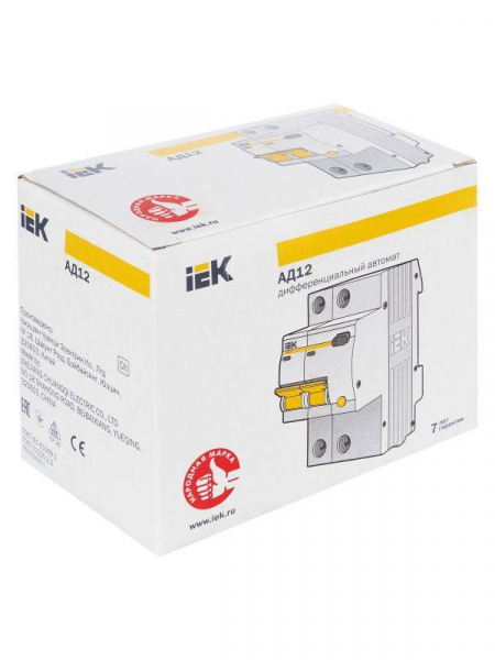 Выключатель автоматический дифференциального тока 2п C 25А 100мА тип AC 4.5кА АД-12 KARAT IEK MAD10-2-025-C-100 ТехноИмпульс