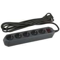 Удлинитель с сетевым фильтром 5х3м с заземл. 10А IP20 USF-5es-3m-B ПВС 3х0.75 с выкл. черн. Эра Б0019034 ТехноИмпульс