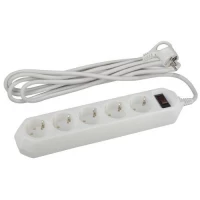 Удлинитель с сетевым фильтром 5х3м с заземл. 10А IP20 USF-5es-3m-W ПВС 3х0.75 с выкл. бел. Эра Б0019033 ТехноИмпульс