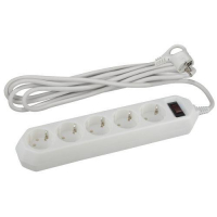 Удлинитель с сетевым фильтром 5х3м с заземл. 10А IP20 USF-5es-3m-W ПВС 3х0.75 с выкл. бел. Эра Б0019033 ТехноИмпульс