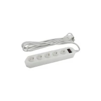 Удлинитель с сетевым фильтром 5х5м с заземл. 10А IP20 USF-5es-5m-W ПВС 3х0.75 с выкл. бел. Эра Б0019738 ТехноИмпульс