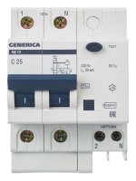 Выключатель автоматический дифференциального тока 2п 25А 30мА АД12 GENERICA MAD15-2-025-C-030 ТехноИмпульс