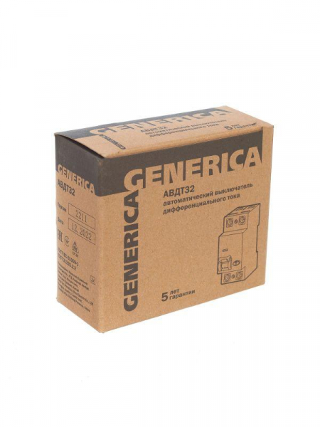 Выключатель автоматический дифференциального тока 2п C 16А 30мА тип AC 4.5кА АВДТ 32 C16 GENERICA MAD25-5-016-C-30 ТехноИмпульс