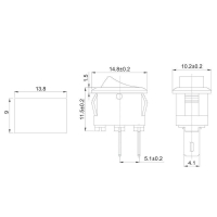 Выключатель клавишный 250В 3А (2с) ON-OFF Micro RWB-101 красн. Rexant 36-2011 ТехноИмпульс