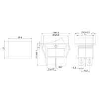 Выключатель клавишный 250В 20А (4с) ON-OFF красн. с подсветкой (RWB-502 SC-767 IRS-201-1) Rexant 36-2340 ТехноИмпульс