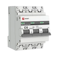 Выключатель автоматический модульный 3п C 6А 4.5кА ВА 47-63 PROxima EKF mcb4763-3-06C-pro ТехноИмпульс