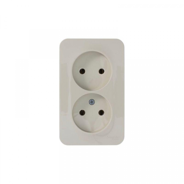 Розетка 2-м ОП Blanca 16А IP20 250В без заземл. без защ. шторок с изолир. пластиной беж. SE BLNRA000217 ТехноИмпульс