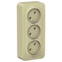 Розетка 3-м ОП Blanca 16А IP20 250В без заземл. без защ. шторок с изолир. пластиной беж. SE BLNRA000317 ТехноИмпульс