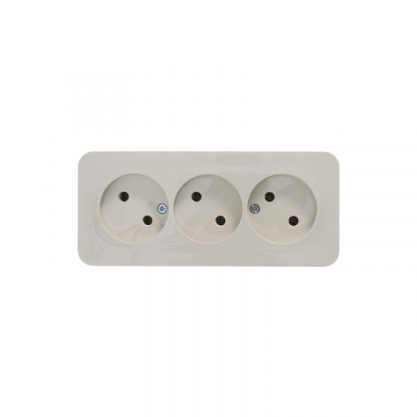 Розетка 3-м ОП Blanca 16А IP20 250В без заземл. без защ. шторок с изолир. пластиной беж. SE BLNRA000317 ТехноИмпульс