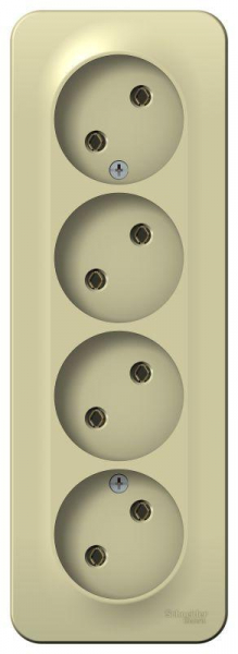 Розетка 4-м ОП Blanca 16А IP20 250В без заземл. без защ. шторок с изолир. пластиной беж. SE BLNRA000417 ТехноИмпульс