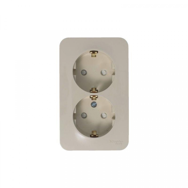 Розетка 2-м ОП Blanca 16А IP20 250В с заземл. защ. шторки с изолир. пластиной беж. SE BLNRA011217 ТехноИмпульс