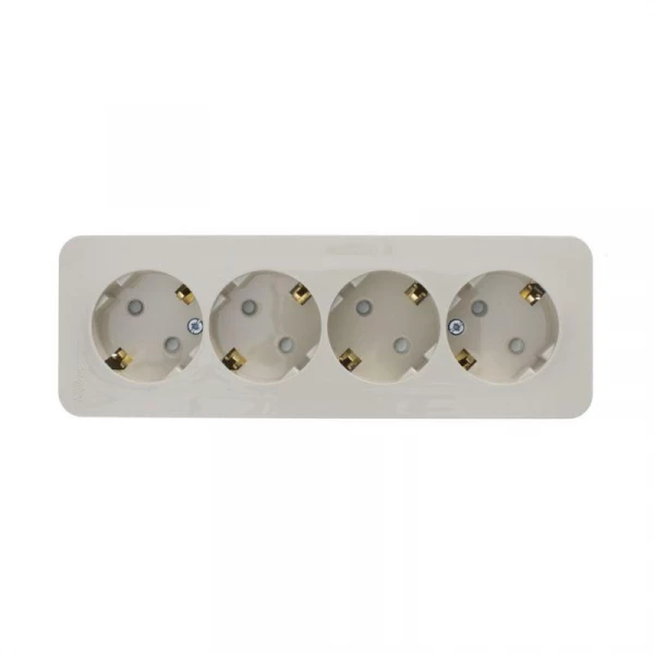 Розетка 4-м ОП Blanca 16А IP20 250В с заземл. защ. шторки с изолир. пластиной беж. SE BLNRA011417 ТехноИмпульс