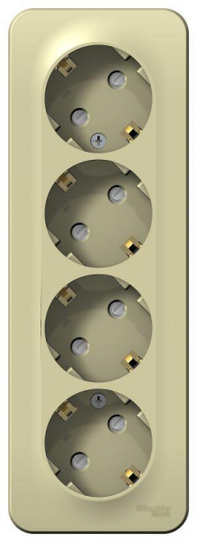 Розетка 4-м ОП Blanca 16А IP20 250В с заземл. защ. шторки с изолир. пластиной беж. SE BLNRA011417 ТехноИмпульс