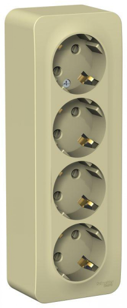 Розетка 4-м ОП Blanca 16А IP20 250В с заземл. защ. шторки с изолир. пластиной беж. SE BLNRA011417 ТехноИмпульс