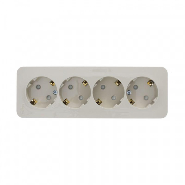 Розетка 4-м ОП Blanca 16А IP20 250В с заземл. защ. шторки с изолир. пластиной беж. SE BLNRA011417 ТехноИмпульс