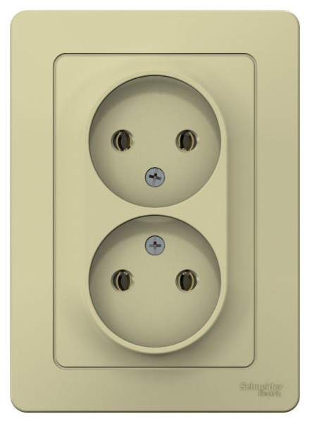 Розетка 2-м СП Blanca 16А IP20 250В без заземл. без защ. шторок беж. SE BLNRS000027 ТехноИмпульс