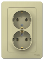 Розетка 2-м СП Blanca 16А IP20 250В с заземл. без защ. шторок беж. SE BLNRS001027 ТехноИмпульс
