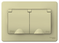 Розетка 2-м СП Blanca 16А IP44 250В с заземл. защ. шторки с крышкой беж. SE BLNRS441127 ТехноИмпульс