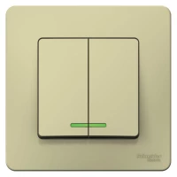 Выключатель 2-кл. СП Blanca 10А IP20 (сх. 5) 250В с подсветкой беж. SE BLNVS010517 ТехноИмпульс