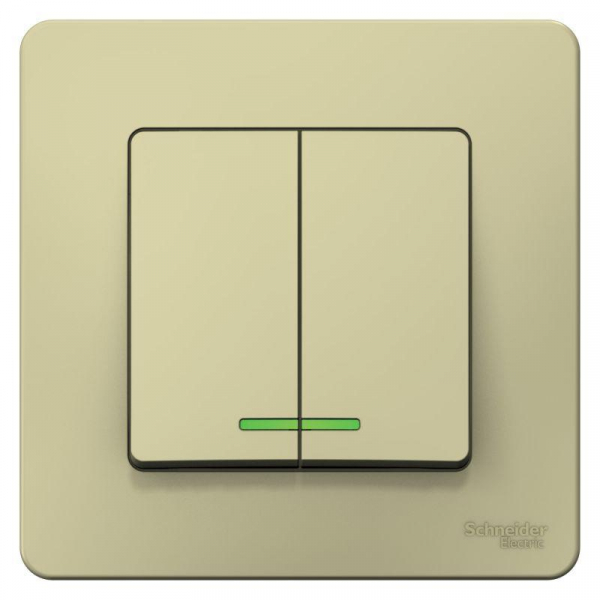 Выключатель 2-кл. СП Blanca 10А IP20 (сх. 5) 250В с подсветкой беж. SE BLNVS010517 ТехноИмпульс