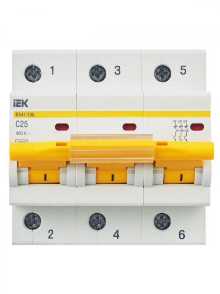 Выключатель автоматический модульный 3п C 25А 10кА ВА47-100 KARAT IEK MVA40-3-025-C ТехноИмпульс