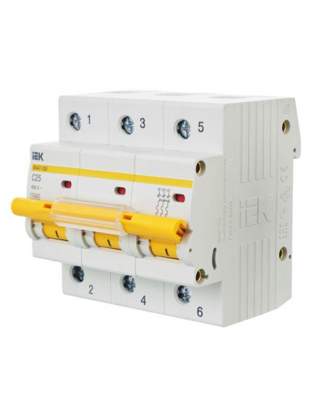 Выключатель автоматический модульный 3п C 25А 10кА ВА47-100 KARAT IEK MVA40-3-025-C ТехноИмпульс