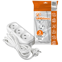 Удлинитель 3х3м без заземл. 10А IP20 Е-203 ПВС 2х0.75 АБС-пластик UNIVersal 9631964 ТехноИмпульс