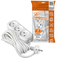 Удлинитель 3х7м без заземл. 10А IP20 Е-203 ПВС 2х1 АБС-пластик UNIVersal 9631966 ТехноИмпульс