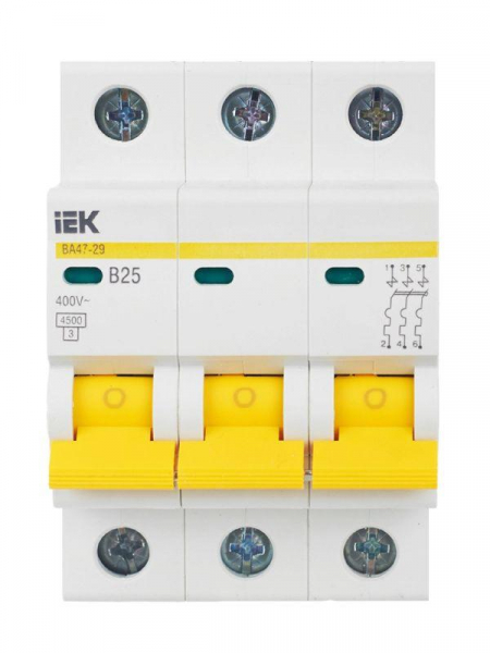 Выключатель автоматический модульный 3п B 25А 4.5кА ВА47-29 KARAT IEK MVA20-3-025-B ТехноИмпульс