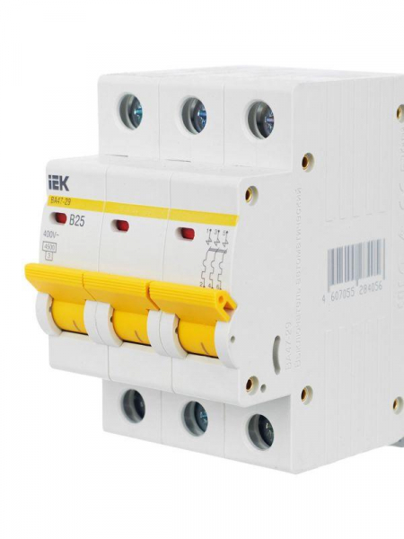 Выключатель автоматический модульный 3п B 25А 4.5кА ВА47-29 KARAT IEK MVA20-3-025-B ТехноИмпульс