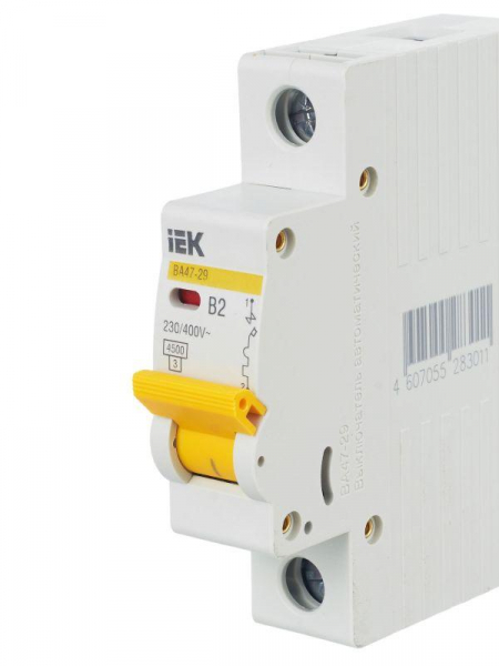 Выключатель автоматический модульный 1п B 2А 4.5кА ВА47-29 KARAT IEK MVA20-1-002-B ТехноИмпульс