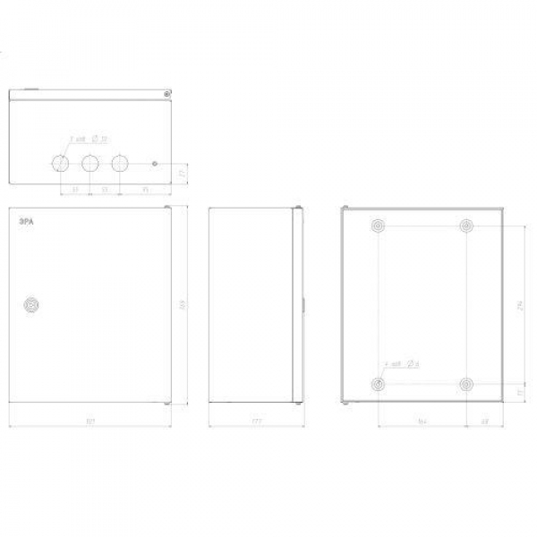 Корпус металлический ЩМПг-03 360x300x175 IP54 SHMPg-03_IP54_SIMPLE ЭРА Б0047693 ТехноИмпульс