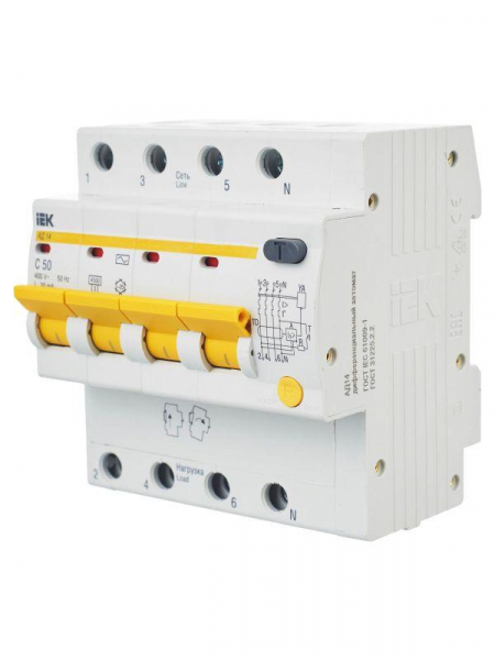 Выключатель автоматический дифференциального тока 4п C 50А 30мА тип AC 4.5кА АД-14 KARAT IEK MAD10-4-050-C-030 ТехноИмпульс