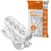 Удлинитель 4х3м без заземл. 10А IP20 Е-204 ПВС 2х0.75 АБС-пластик UNIVersal 9631968 ТехноИмпульс