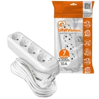 Удлинитель 4х7м с заземл. 10А IP20 Е-304 ПВС 3х1 АБС-пластик UNIVersal 9631983 ТехноИмпульс