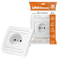 Розетка 1-м СП Валери 16А IP20 без заземл. бел. UNIVersal В0022 ТехноИмпульс