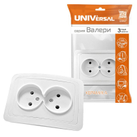 Розетка 2-м СП Валери 16А IP20 без заземл. бел. UNIVersal В0102 ТехноИмпульс